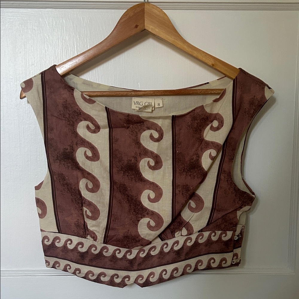 Verge girl waves crop Top - brown and cream